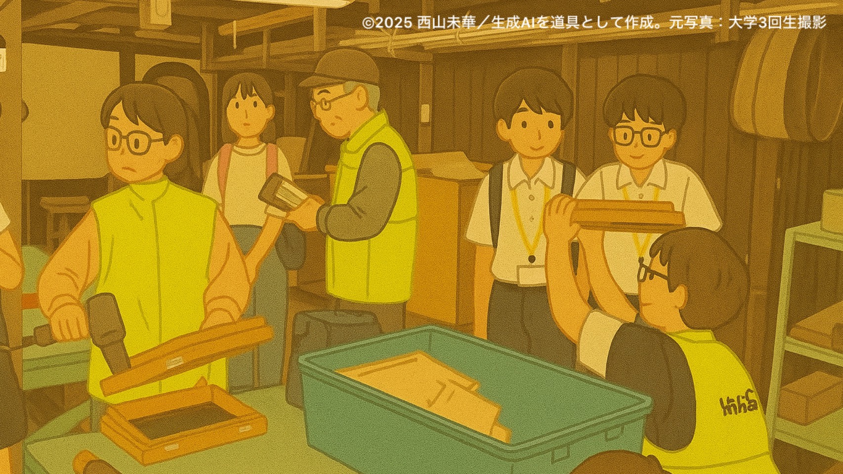 D班の竹紙作り